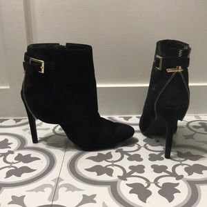 Black velvet booties